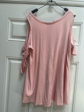 Karen Kane Light Pink Cold-Shoulder Tie-Sleeve Tunic